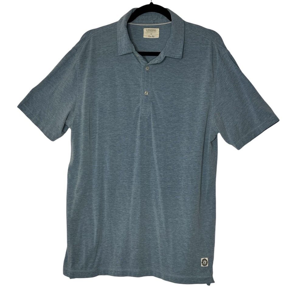 Linksoul Polo Shirt Mens Medium Blue Short Sleeve Golf Preppy Casual Athleisure